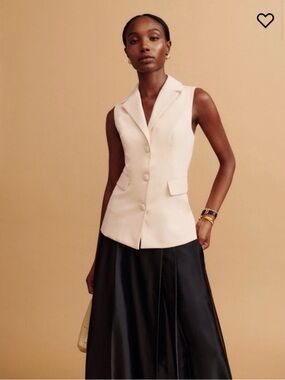 Reformation Cream Sleeveless Tailored Vest Blazer